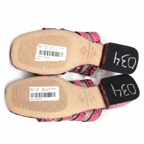 Antonio Melani Merced Pink Snakeskin Multi Strap Slide Sandals - Picture 7 of 7